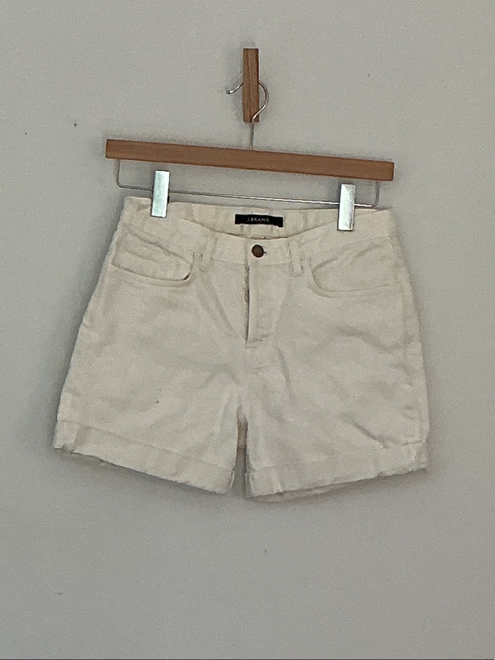 J Brand Off-White High-Rise Denim Shorts